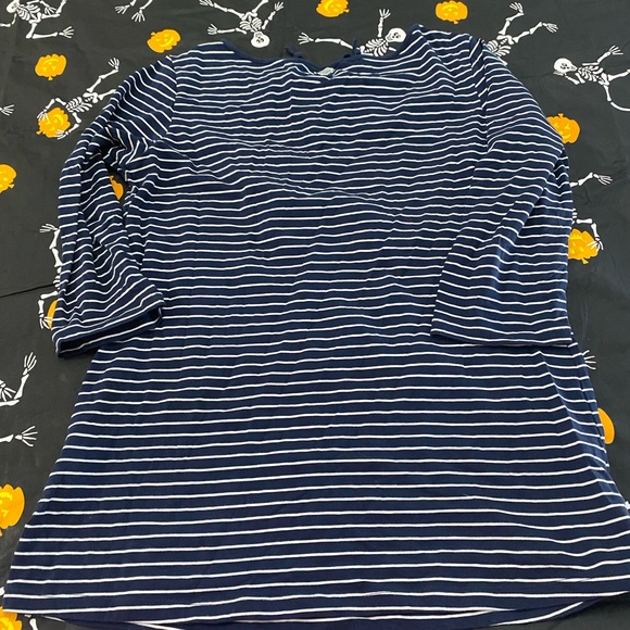 Columbia omni wick navy blue white striped 3/4 sleeve top womens medium - Picture 3 of 3